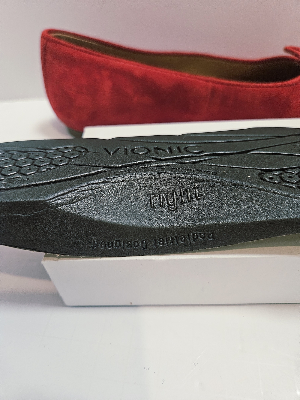 Vionic Klara Cherry Tomato Red Suede Leather Flats Size 7 - Orthopedic Support - Picture 13 of 16
